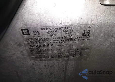 2014 Chevrolet Equinox 1Lt из США, поврежденный, VIN 1GNFLFEK1EZ130183